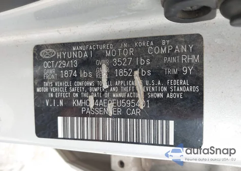 2014 Hyundai Accent Gls из США, поврежденный, VIN KMHCU4AE0EU595401